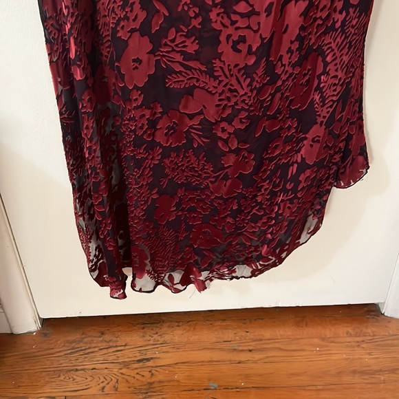 BadgkeyMishka one shoulder burgundy evening maxi dress with floral pattern. - Picture 11 of 11